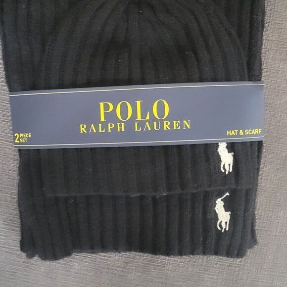 Polo Ralph Lauren Men's 2 Piece Set Hat & Scarf Lambswool Blend One Size - Picture 6 of 8